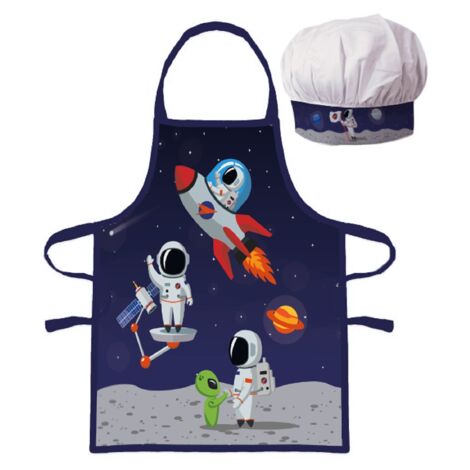Astronaut Kinder Küchenset – Schürze und Mütze für kreativen Spaß in der Küche