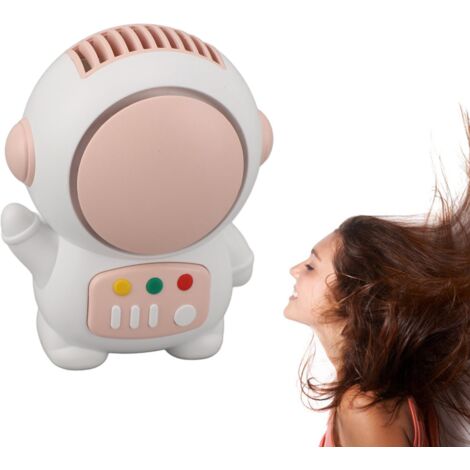 Astronaut Mini-USB-Ventilator, leise, ohne Rotorblätter, 2 Geschwindigkeitsstufen, pinkfarbenes ABS