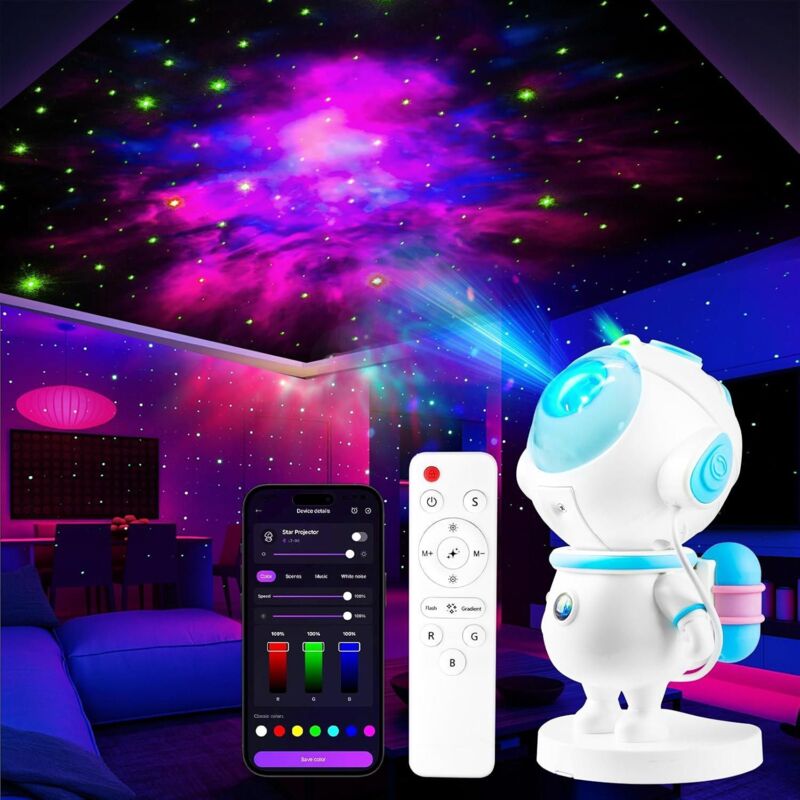 Astronaut Stars and Galaxies Projector - LED Aurora Lamp for Ceiling - Fog Night Light for Adults/Children's Room