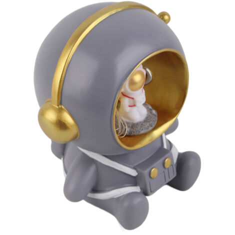 Astronauten-Sparschwein-Nachtlicht, dekoratives Material, graues Vinyl, niedlich für Kinder und Erwachsene, Weltraum-Element, sicheres Backup-Licht für den Innenbereich