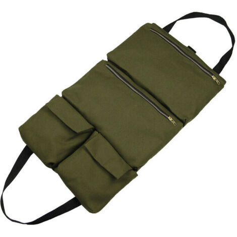 Astuccio portautensili, astuccio portautensili in tela multiuso, custodia per chiavi inglesi, organizer arrotolabile con 2 tasche con cerniera, organizer per attrezzi per auto