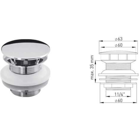 ASW Design Schaftventil 107527 verchromt, mit Überlauf, mit Haube
