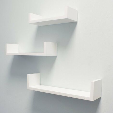 At Home Comforts Set of 3 White Floating Shelves - White