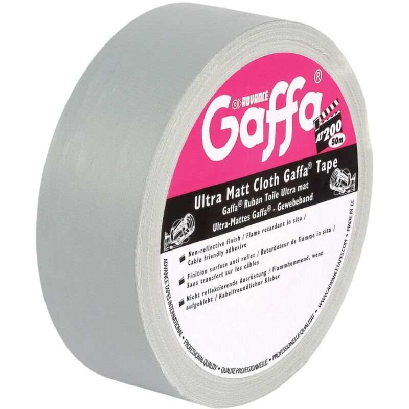 Advance - AT200 Ultra Matt Grey Cloth Gaffa Tape - 50mm x 50m - Grey