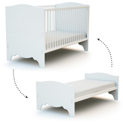 AT4 - Lit bébé évolutif en bois MARELLE Blanc 70 x 140 cm