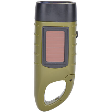 AT5503 Notfall-Solar-Kurbeltaschenlampe, tragbare LED-Taschenlampe für Wandern und Camping, grüner ABS-Kunststoff