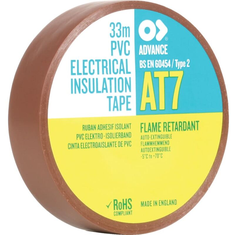 AT7 Brown pvc Insulation Tape - 25mm x 33m - Advance