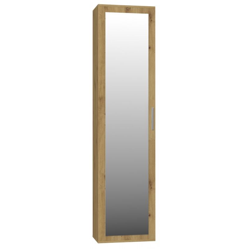 ATARA - Armoire d'entr&eacute;e avec grand miroir - 180x50x35 cm - Deux Ch&ecirc;ne