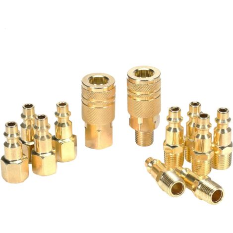 Atarye 12 pcs Raccords de compresseur d'air Coupleur pneumatique 1/4"NPT（American pneumatic quick connector） Connecteurs conduite et kit couplage Accouplements du connecteur Homme Femme -
