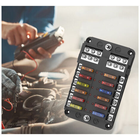 ATC/ATO Blade Fuse Blocks, Automotive Fuse Holder, 12-Pole Automotive Fuse Box with Negative Terminal Indicator for Cars, Boats, Vans and SUVs