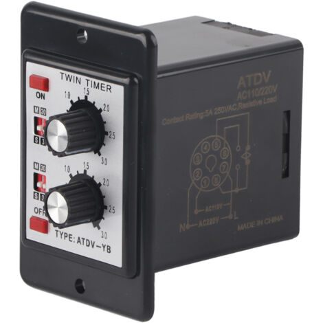 ATDV YB Doppelzeitschalter, Drucktastensteuerung, 110–220 V Wechselstrom, 50/60 Hz