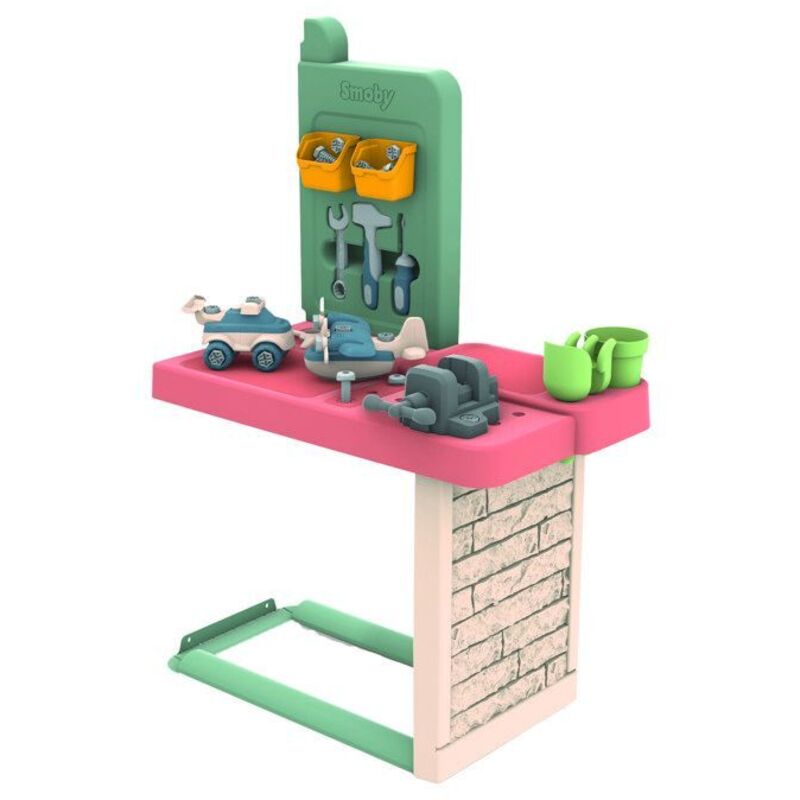 Smoby Life - Atelier de bricolage adapté aux maison Smoby - Fabriquée en France - Matiere Recyclée - 39 accessoires - Des 2 ans
