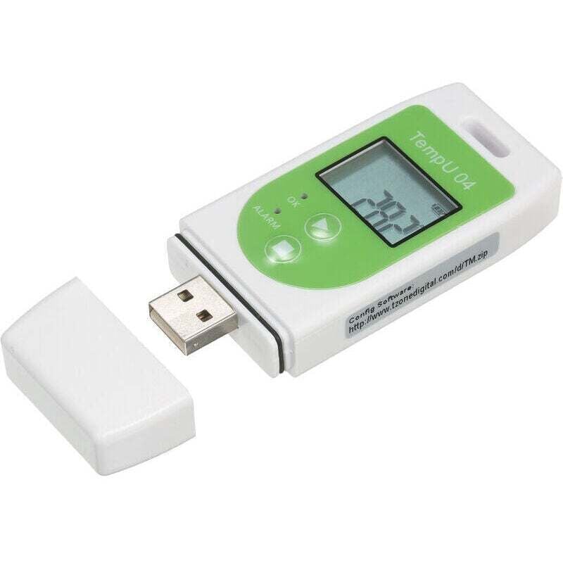 Image of USB-Datenlogger-Thermometer – Wiederverwendbare Temperaturaufzeichnung (32.000 Datenpunkte), Grün