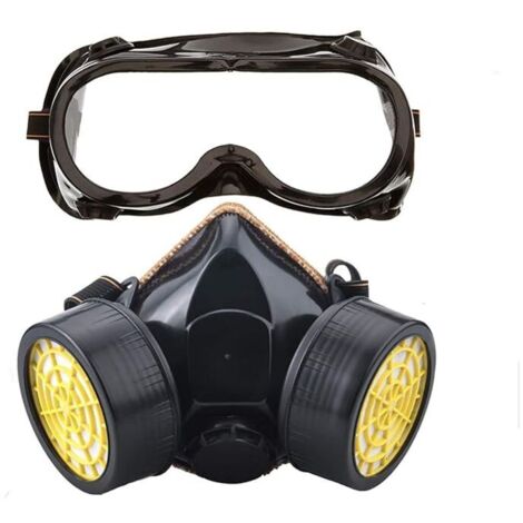 Atemschutzmaske, wiederverwendbares Atemschutzmasken-Set, staubdicht, gasdicht, chemikaliendicht, mit Schutzbrille zum Malen, Heimwerken und Schleifen