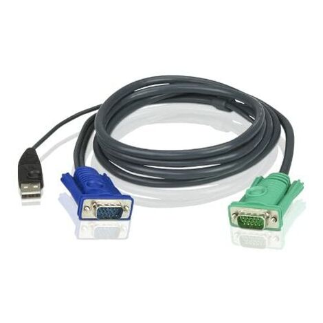 ATEN 2L5201U - Commutateur KVM (1.2m, Noir, CE700A CL5708M CL5716M CL5800N CL5808N CL5816N CN8000 CS1308 CS1316 CS1708A CS1708i, HD-15, USB A, SPHD-15, Mâle/Mâle)