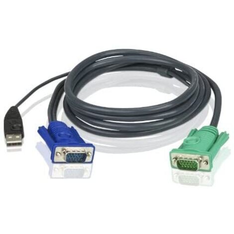 ATEN 2L5201U - KVM-Umschalter (1,2m, Schwarz, CE700A CL5708M CL5716M CL5800N CL5808N CL5816N CN8000 CS1308 CS1316 CS1708A CS1708i, HD-15, USB A, SPHD-15, Stecker/Stecker)
