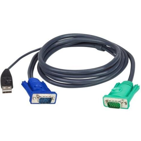 ATEN 2L5201U - Switch KVM (1,2 m, nero, CE700A CL5708M CL5716M CL5800N CL5808N CL5816N CN8000 CS1308 CS1316 CS1708A CS1708i, HD-15, USB A, SPHD-15, maschio/maschio)