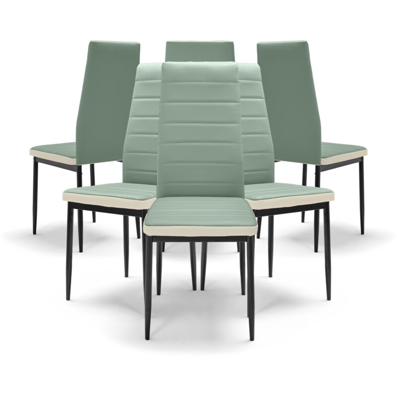 Athens - Lot de 6 chaises en léther vert