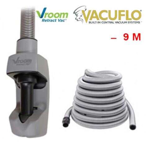 Atepac – Flexible Vroom Retract Vac – Tuyau pour aspiration centralisée – Longueur 9m ou 12m – Installation rapide – Nettoyage efficace