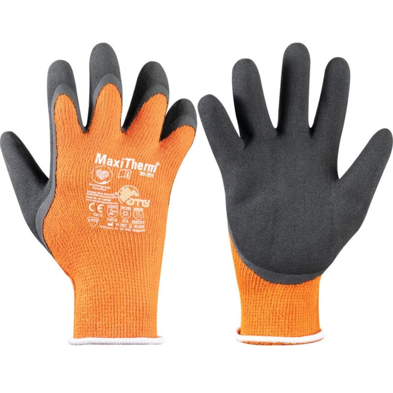 30-201 MaxiTherm Palm Coated Orange/Black Cold Resistant Gloves - Size 6 - ATG