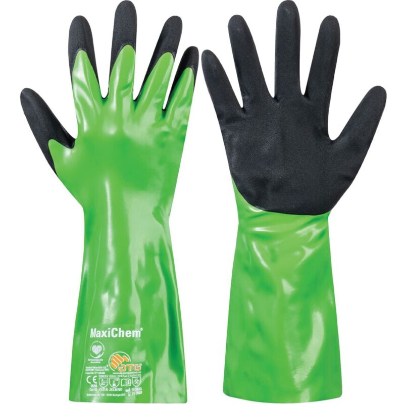 56-635 Maxichem Black/Green Nitrile Gloves - Size 11 - Green Black - ATG