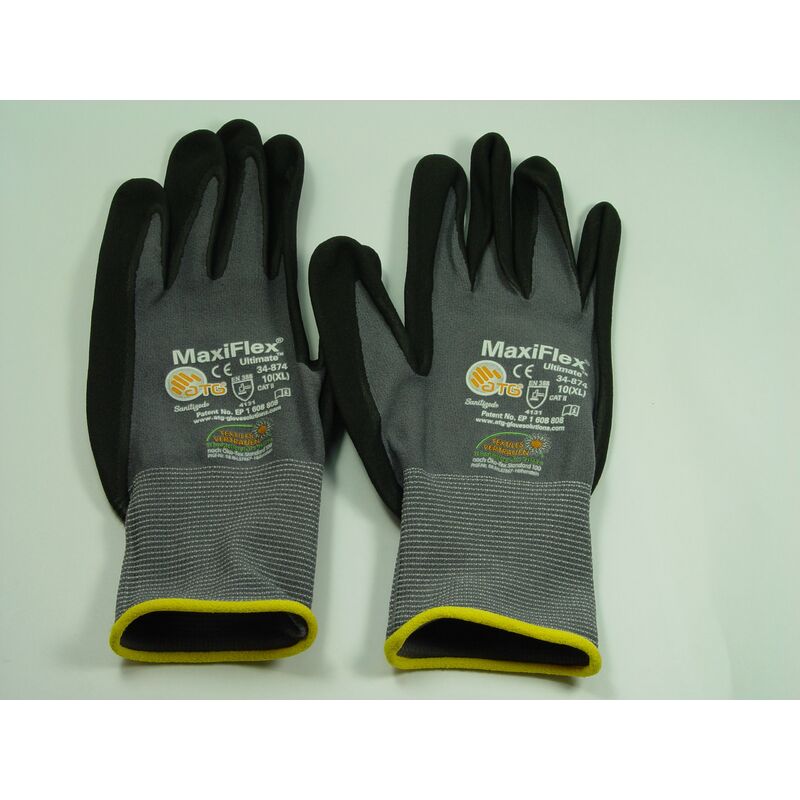 Image of 3 Paia MaxiFlex Ultimate - guanti da lavoro in nylon, palmo rivestito in schiuma di nitrile, Taglia:L