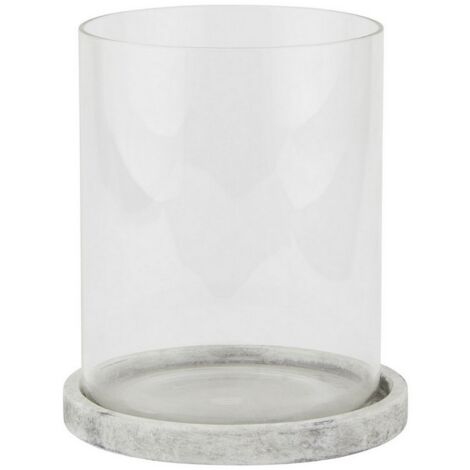 Athena Stone Large Hurricane Lantern - Ceramic - L18 x W18 x H21 cm - White
