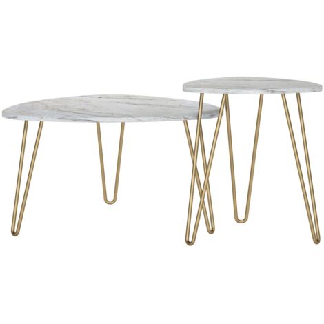 Athena-Tables gigognes en marbre blanc
