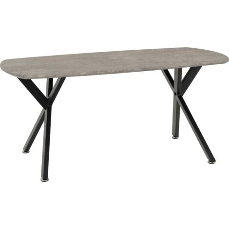 Athens Oval Coffee Table - L60 x W100 x H45.5 cm - Concrete Effect/Black