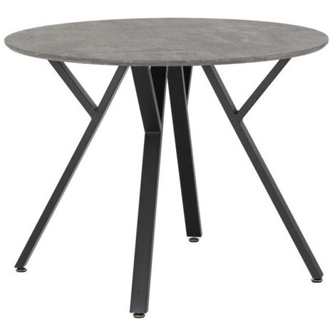 Athens Round Dining Table - L100 x W100 x H76.5 cm - Concrete Effect/Black