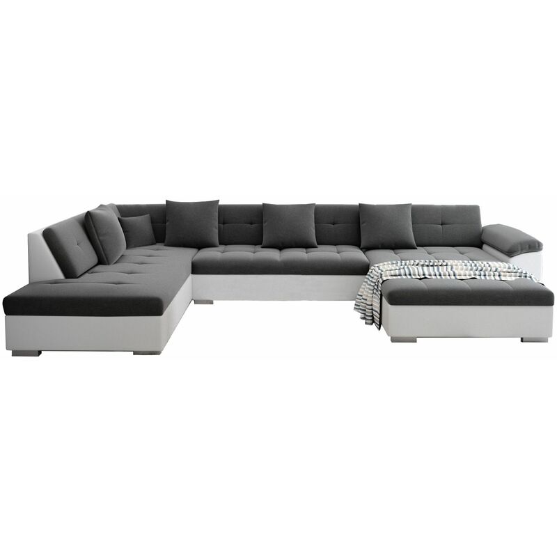 Canapé d'angle Noir Tissu Moderne Grand Promotion