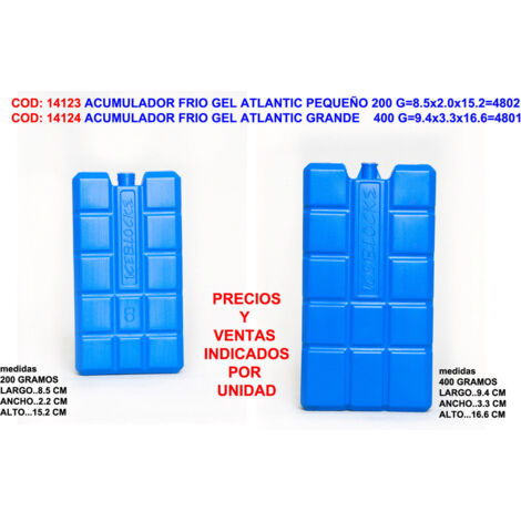 ATLANTIC Acumulador de frío gel grande 400g 9,4x3,3x16,6cm