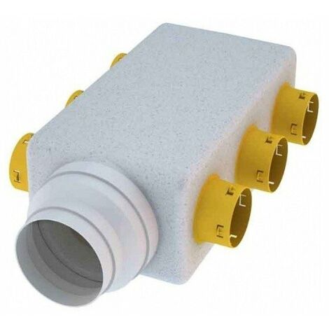 Atlantic – Caisson de distribution d'air chaud CD80HY – 1 piquage 160mm – 6 sorties 80mm – Dimensions 641x228x170mm – Compatible VMC double flux - Neocd80hy