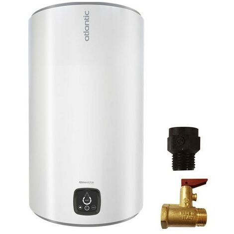 Atlantic – Chauffe-eau à accumulation 80L vertical mural – Résistance stéatite – Classe énergétique B – Temps de chauffe 2h25 – Interface numérique WaterDrop