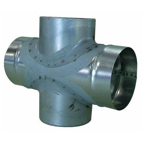 Atlantic – Croix équerre en galva 125mm – Dérivation 90° – Fixation robuste – Pour conduits avec mise en œuvre sans fuite