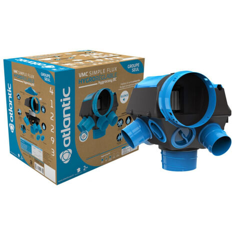 Atlantic – Groupe Hygrocosy VMC simple flux hygroréglable – Débit max 292 m³/h – Puissance 48W – Niveau sonore 20 dB(A) – Installation facile