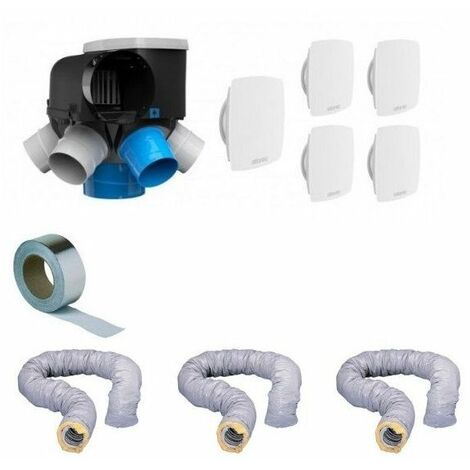 Atlantic – Kit VMC simple flux intelligent avec capteur d'humidité – 5 bouches autoréglables – Débit max adapté – 6 piquages sanitaires
