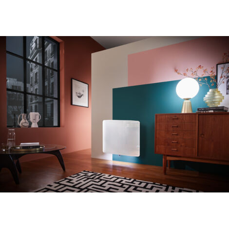 Atlantic – Radiateur à inertie verre connecté horizontal 1000W – Corps en fonte – Connectivité Cozytouch – 710 x 585 x 115 mm – 507653