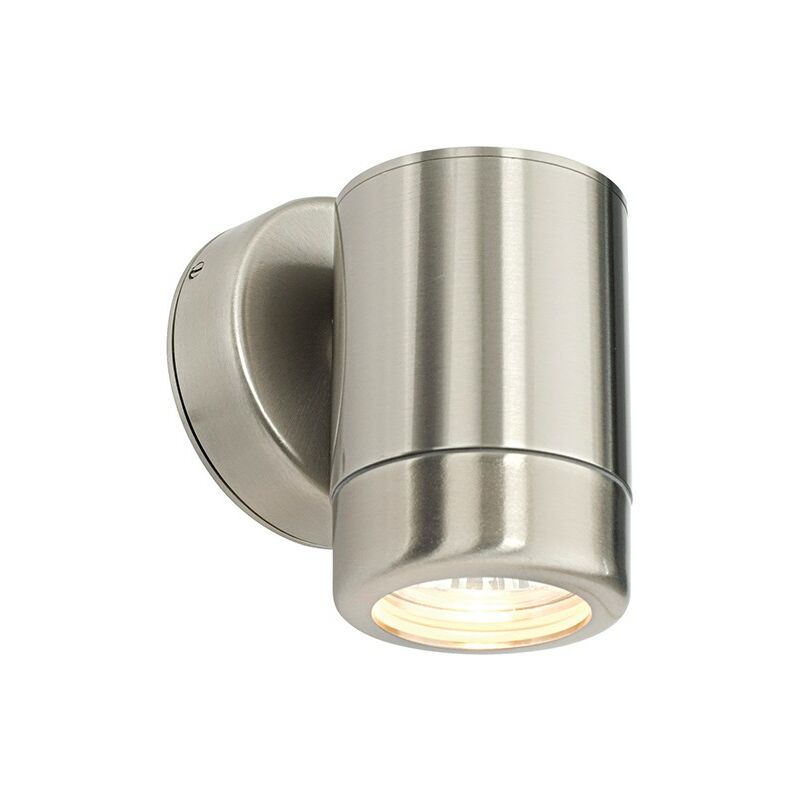 Atlantis - Outdoor Wall Lamp IP65 7W Marine Grade Brushed Stainless Steel & Clear Glass 1 Light Dimmable IP65 - GU10 - Saxby Lighting