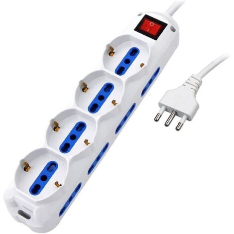 Atlantis P011-sl2514-w Multipresa 12 Posti 4 Schuko 8 Ita-eu Interruttore Spina 16a Bianca