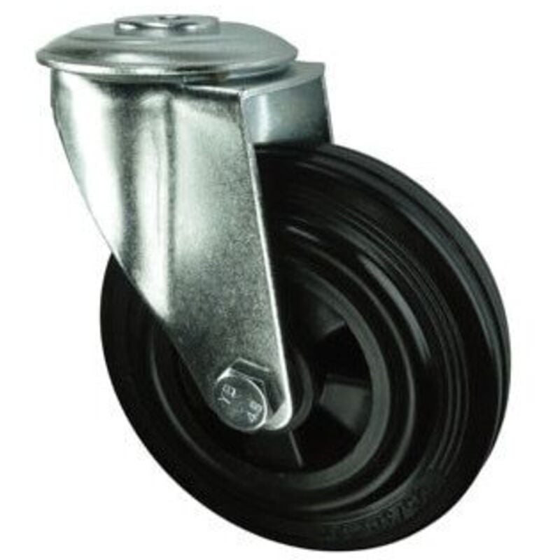 Atlas Workholders - Swivel Bolt Hole 200mm Rubber Tyre Steel Centre