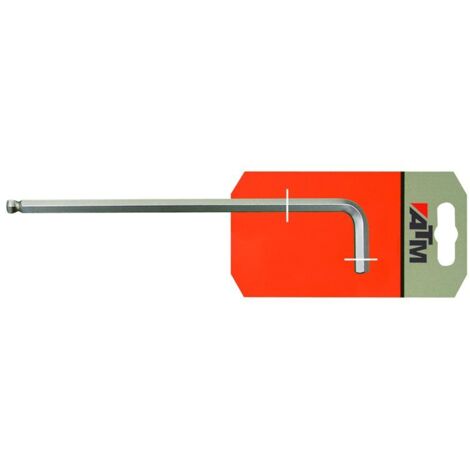ATM - Llave hexagonal-bola extra-larga acodada en blister (Llave Allen extra-larga cabeza de bola) Punta x Largo - SW 10 x 262 mm