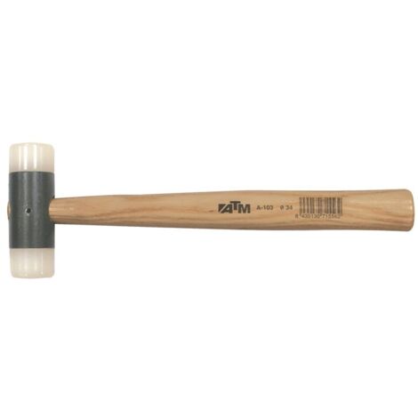 ATM MAZAS MAZA DE NYLON MANGO MADERA MEDIDAS Ø 22 mm y 150 g