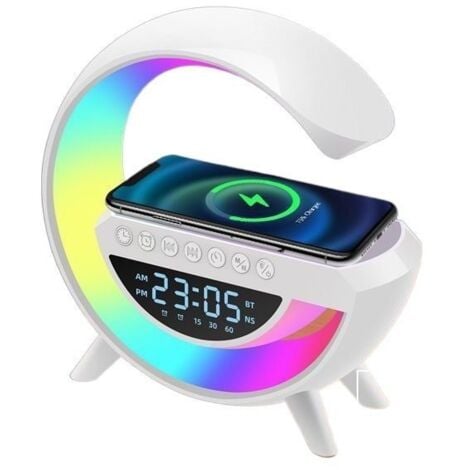 BLUEDEER AtmosphäRenlampe 15W Drahtloses Ladegerät Atmosphäre Lampe Led Wecker Smart Tischlampe mit Bluetooth-Lautsprecher Dazzling Running Lights 13 Modi Lichter für Erwachsene Kinder Büro Schlafzimmer