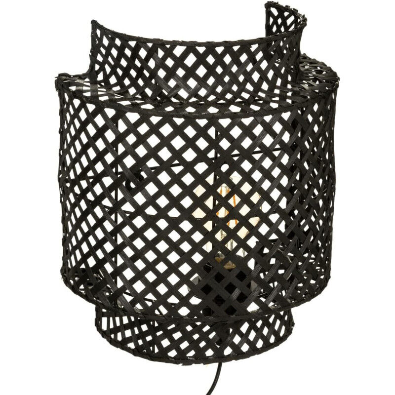 Applique murale en bambou "Liby" - noir - D 23 cm - Livraison gratuite