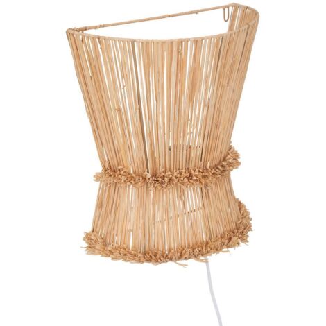 Atmosphera – Applique murale en raphia tressé et fer – 30 cm largeur – Douille E27 – Lumière tamisée pour ambiance cosy – Installation facile