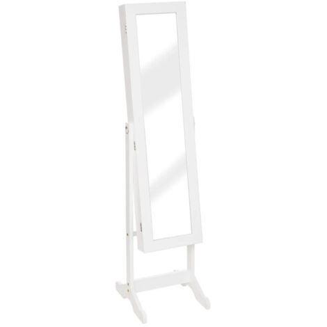 Atmosphera – Armoire à bijoux miroir 145cm blanc – MDF et aluminium – 8,5kg – Intérieur avec crochets pour rangement optimal