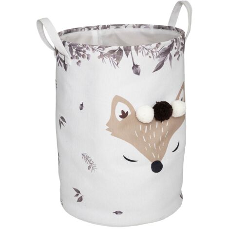 Atmosphera - Bac à Jouets Renard en Tissu avec Pompons H 50 cm