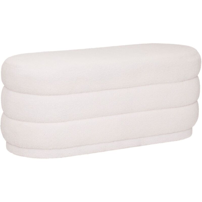 Banc Banquette tissu blanc à bouclettes 100 x 40 cm