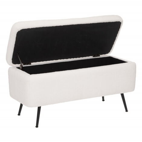 Atmosphera – Banc déco coffre Aurora 100x40,5x48,5 cm – Bois contreplaqué et métal – Rangement intégré pour plaids et coussins – Style contemporain